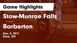 Stow-Munroe Falls  vs Barberton Game Highlights - Dec. 5, 2017