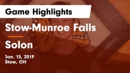 Stow-Munroe Falls  vs Solon  Game Highlights - Jan. 15, 2019