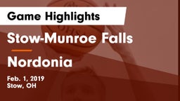 Stow-Munroe Falls  vs Nordonia  Game Highlights - Feb. 1, 2019