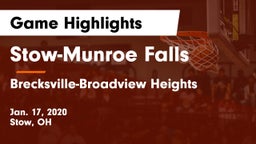 Stow-Munroe Falls  vs Brecksville-Broadview Heights  Game Highlights - Jan. 17, 2020