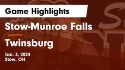 Stow-Munroe Falls  vs Twinsburg  Game Highlights - Jan. 3, 2024