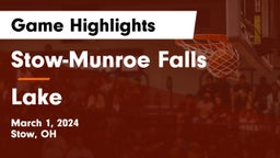 Stow-Munroe Falls  vs Lake  Game Highlights - March 1, 2024