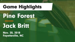 Pine Forest  vs Jack Britt  Game Highlights - Nov. 20, 2018