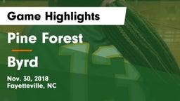 Pine Forest  vs Byrd  Game Highlights - Nov. 30, 2018