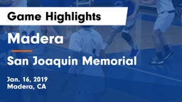 Madera  vs San Joaquin Memorial  Game Highlights - Jan. 16, 2019