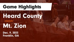 Heard County  vs Mt. Zion  Game Highlights - Dec. 9, 2023