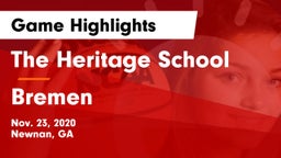 The Heritage School vs Bremen  Game Highlights - Nov. 23, 2020