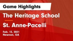 The Heritage School vs St. Anne-Pacelli Game Highlights - Feb. 13, 2021