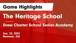 The Heritage School vs Drew Charter School Senior Academy  Game Highlights - Jan. 22, 2022