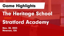 The Heritage School vs Stratford Academy  Game Highlights - Nov. 30, 2023