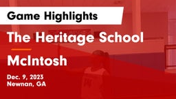 The Heritage School vs McIntosh  Game Highlights - Dec. 9, 2023