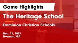 The Heritage School vs Dominion Christian Schools Game Highlights - Dec. 21, 2023