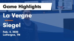 La Vergne  vs Siegel  Game Highlights - Feb. 4, 2020