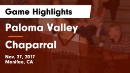 Paloma Valley  vs Chaparral Game Highlights - Nov. 27, 2017