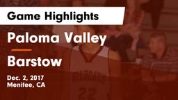 Paloma Valley  vs Barstow  Game Highlights - Dec. 2, 2017