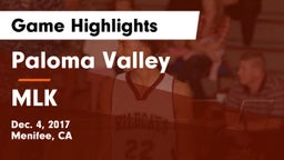Paloma Valley  vs MLK Game Highlights - Dec. 4, 2017