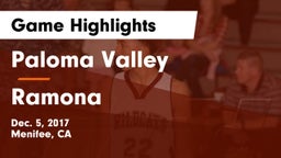 Paloma Valley  vs Ramona  Game Highlights - Dec. 5, 2017
