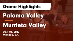 Paloma Valley  vs Murrieta Valley  Game Highlights - Dec. 23, 2017