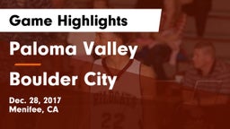 Paloma Valley  vs Boulder City Game Highlights - Dec. 28, 2017