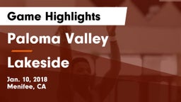 Paloma Valley  vs Lakeside Game Highlights - Jan. 10, 2018