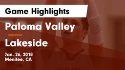 Paloma Valley  vs Lakeside Game Highlights - Jan. 26, 2018