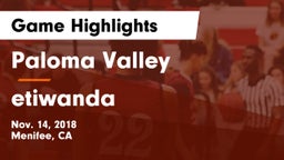 Paloma Valley  vs etiwanda Game Highlights - Nov. 14, 2018