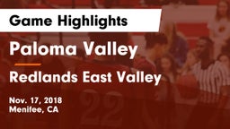 Paloma Valley  vs Redlands East Valley  Game Highlights - Nov. 17, 2018