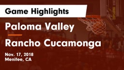 Paloma Valley  vs Rancho Cucamonga  Game Highlights - Nov. 17, 2018
