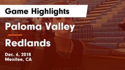 Paloma Valley  vs Redlands  Game Highlights - Dec. 6, 2018