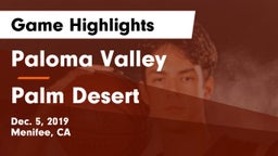 Paloma Valley  vs Palm Desert  Game Highlights - Dec. 5, 2019