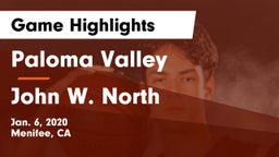 Paloma Valley  vs John W. North Game Highlights - Jan. 6, 2020