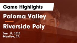 Paloma Valley  vs Riverside Poly  Game Highlights - Jan. 17, 2020