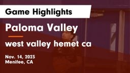 Paloma Valley  vs west valley  hemet ca Game Highlights - Nov. 14, 2023