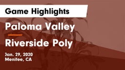 Paloma Valley  vs Riverside Poly Game Highlights - Jan. 29, 2020