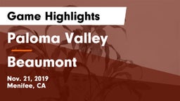 Paloma Valley  vs Beaumont  Game Highlights - Nov. 21, 2019