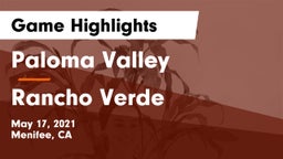 Paloma Valley  vs Rancho Verde  Game Highlights - May 17, 2021