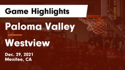 Paloma Valley  vs Westview  Game Highlights - Dec. 29, 2021
