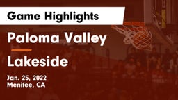 Paloma Valley  vs Lakeside Game Highlights - Jan. 25, 2022