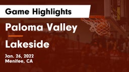 Paloma Valley  vs Lakeside Game Highlights - Jan. 26, 2022