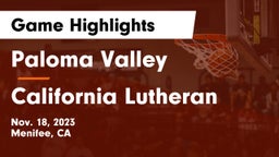 Paloma Valley  vs California Lutheran  Game Highlights - Nov. 18, 2023