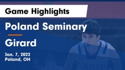 Poland Seminary  vs Girard  Game Highlights - Jan. 7, 2022