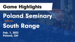 Poland Seminary  vs South Range Game Highlights - Feb. 1, 2022