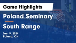 Poland Seminary  vs South Range Game Highlights - Jan. 5, 2024