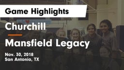 Churchill  vs Mansfield Legacy  Game Highlights - Nov. 30, 2018