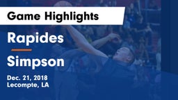 Rapides  vs Simpson  Game Highlights - Dec. 21, 2018