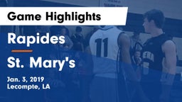 Rapides  vs St. Mary's  Game Highlights - Jan. 3, 2019