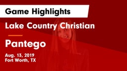 Lake Country Christian  vs Pantego Game Highlights - Aug. 13, 2019