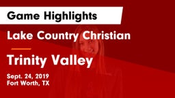Lake Country Christian  vs Trinity Valley Game Highlights - Sept. 24, 2019