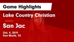 Lake Country Christian  vs San Jac Game Highlights - Oct. 4, 2019