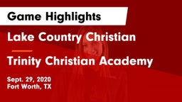 Lake Country Christian  vs Trinity Christian Academy Game Highlights - Sept. 29, 2020